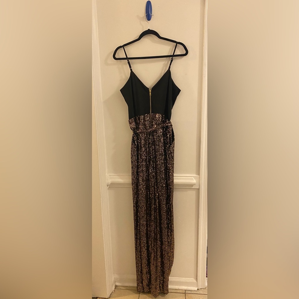 Fashion Nova Dressed To Impress Sequin Jumpsuit - Gold - Picture 8 of 8